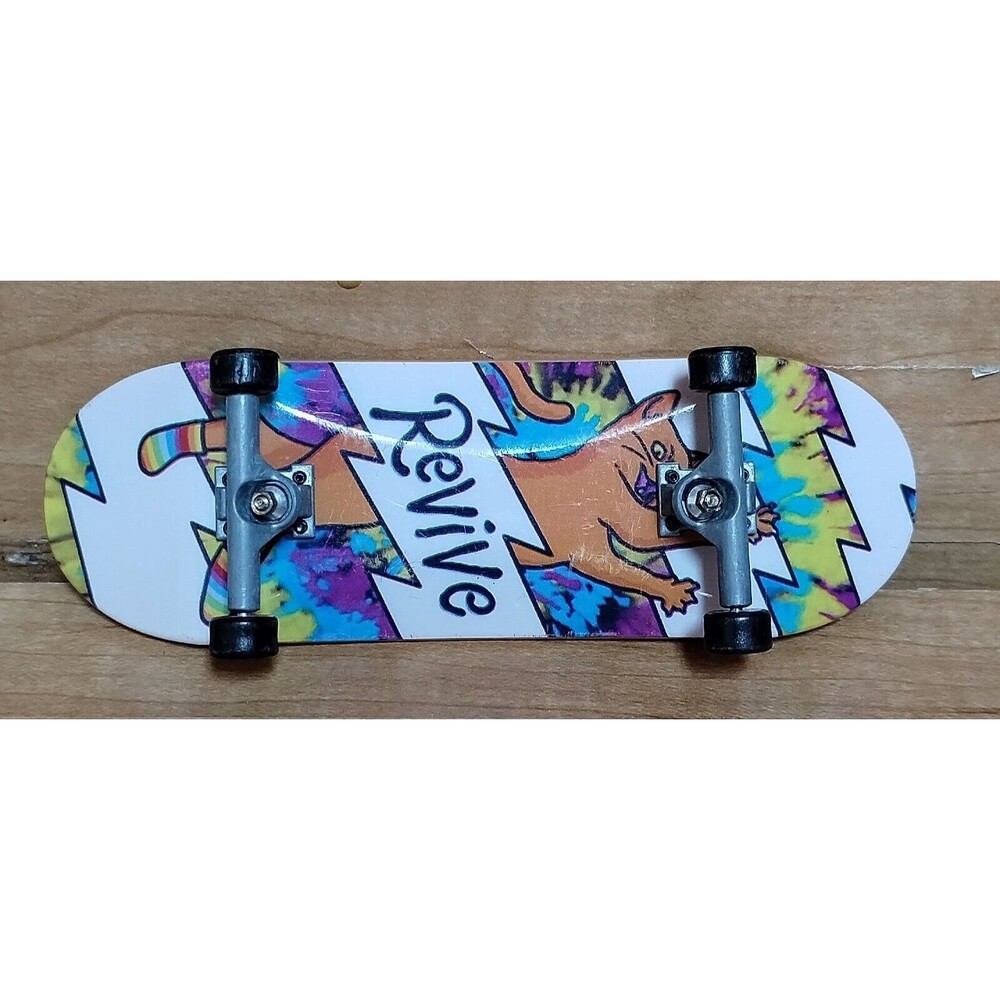 Tech Deck Revive Finger Board Skateboard Toy 4" Cat SILVER TRUCKS Black Wheel